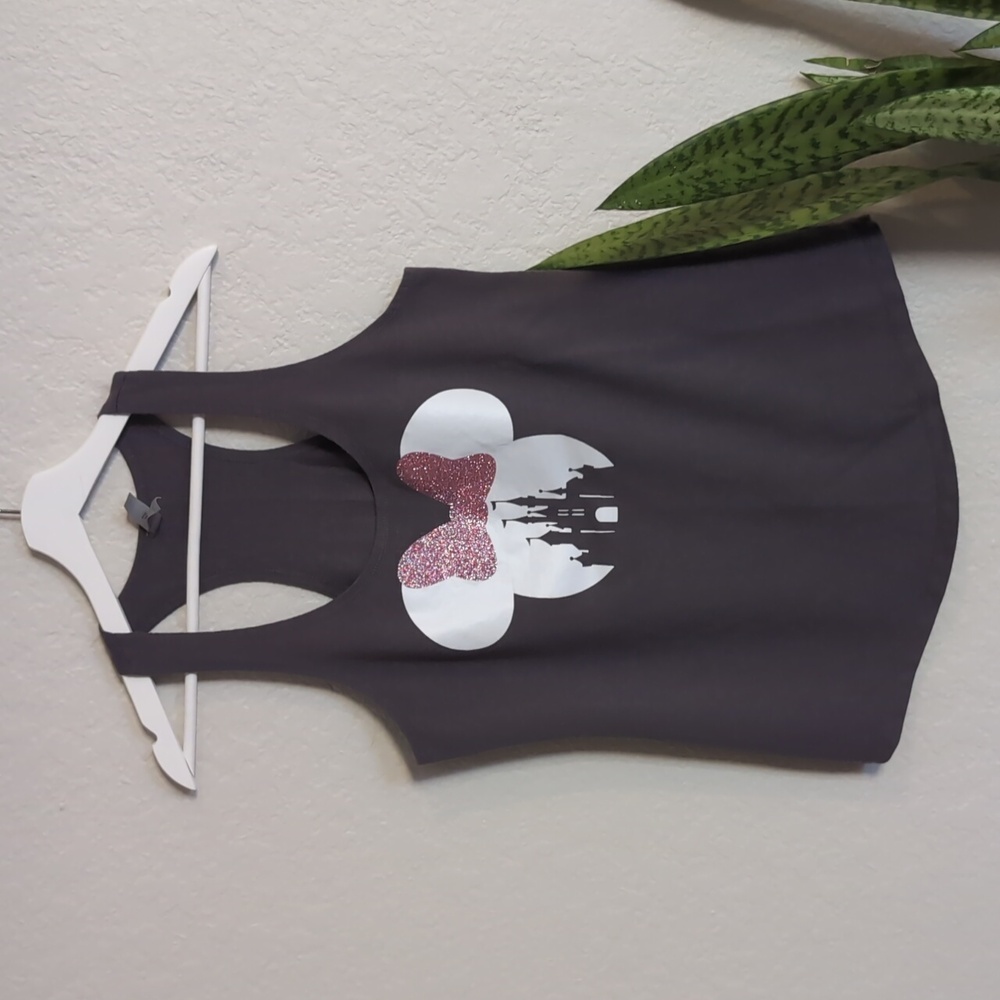 Custom Disney Minnie Tank top with pink sparkly bow